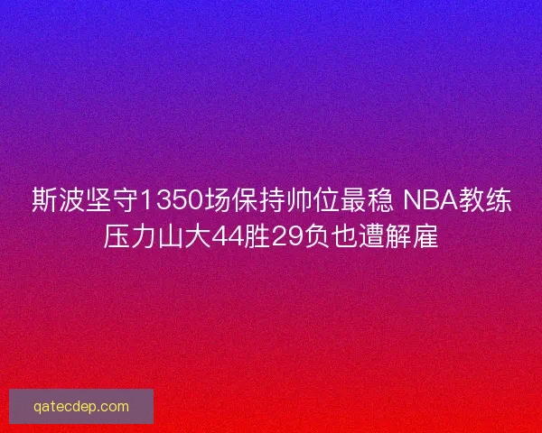 斯波坚守1350场保持帅位最稳 NBA教练压力山大44胜29负也遭解雇