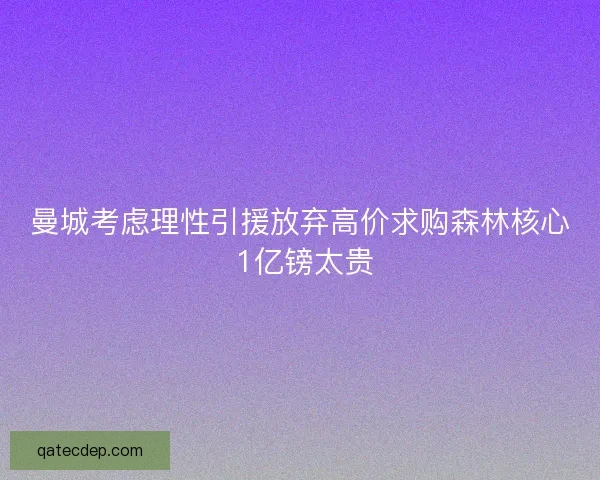 曼城考虑理性引援放弃高价求购森林核心 1亿镑太贵 曼城考虑理性引援放弃高价求购森林核心 1亿镑太贵